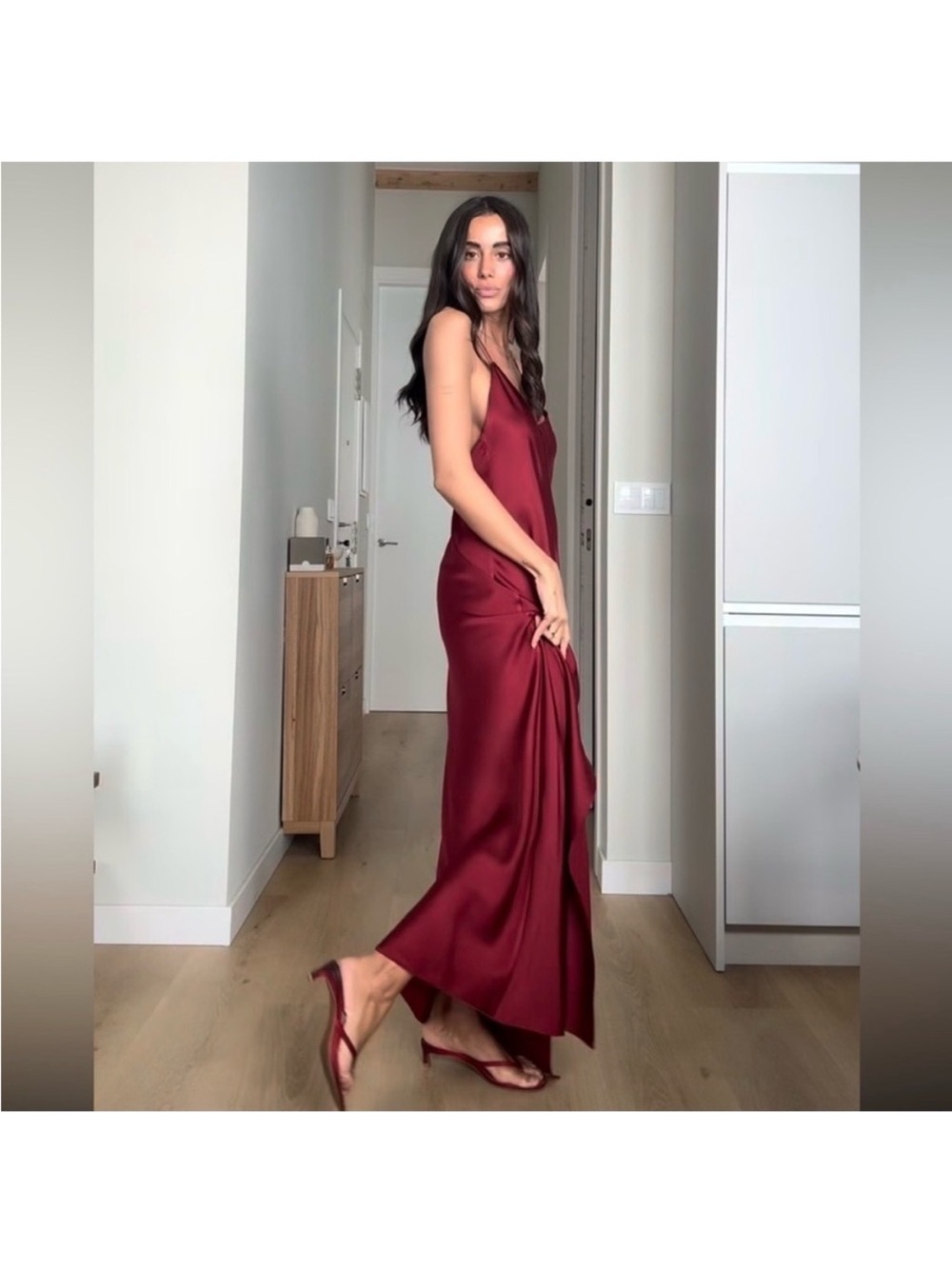 Zara Red satin slip Maxi Dress - Picture 6 of 15
